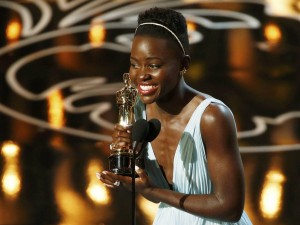 Nyong'o, best supporting actress winner for her role in "12 years a Slave", speaks on stage at the 86th Academy Awards in Hollywood